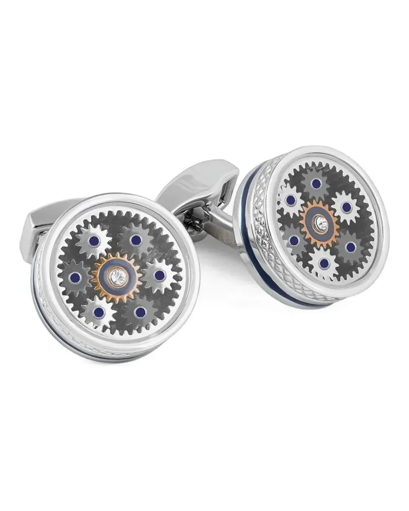 Tateossian Septa Gear round cufflinks - Silber Silber