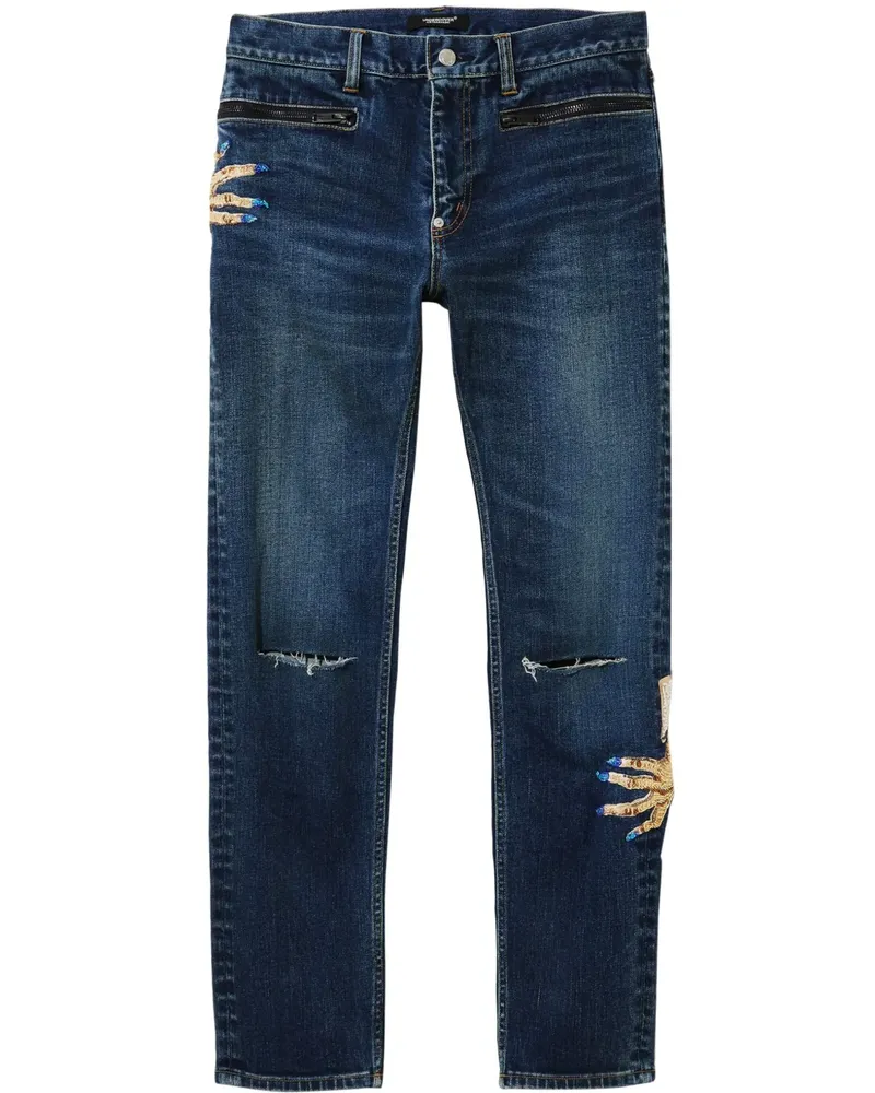 Undercover Straight-Leg-Jeans mit Stickerei - Blau Blau