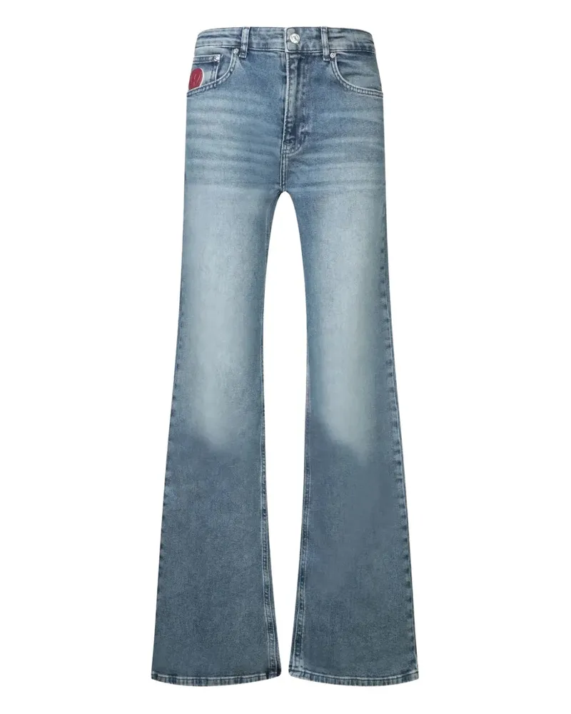 Moschino logo-patch jeans - Blau Blau