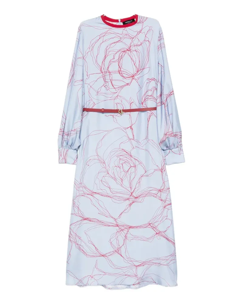 Fabiana Filippi floral-print belted midi dress - Blau Blau