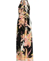 Camilla Neckholder-Jumpsuit mit Blumen-Print Schwarz