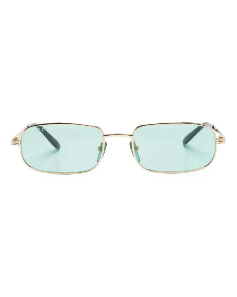 Gucci Eckige Sonnenbrille mit Logo-Gravur - Gold Gold