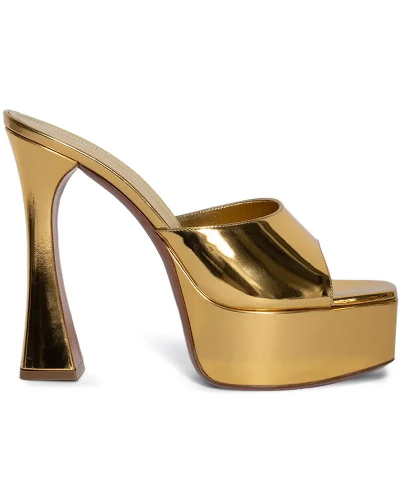 Amina Muaddi Dalida Mules 140mm - Gold Gold