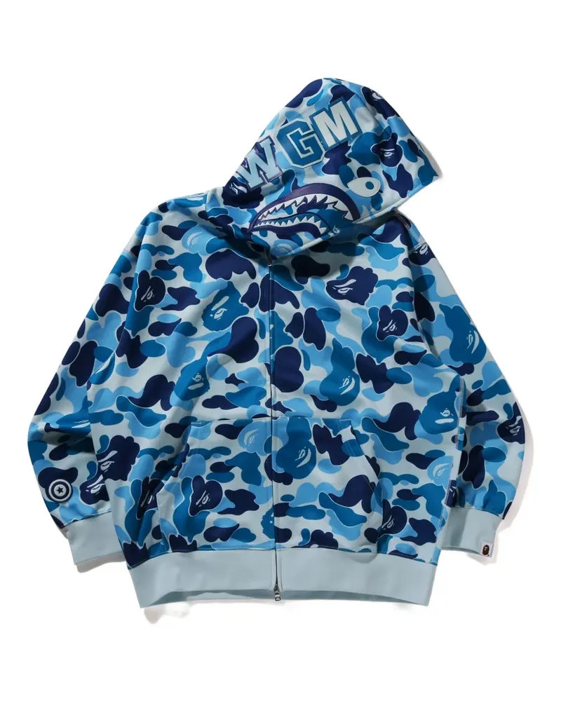 BAPE ABC Camo Kapuzenjacke mit Haifischkopf - Blau Blau