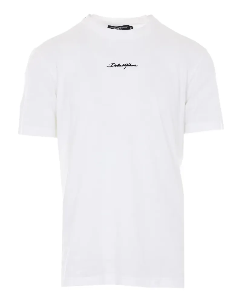 Dolce & Gabbana logo-embroidered crew neck T-shirt - Weiß Weiß