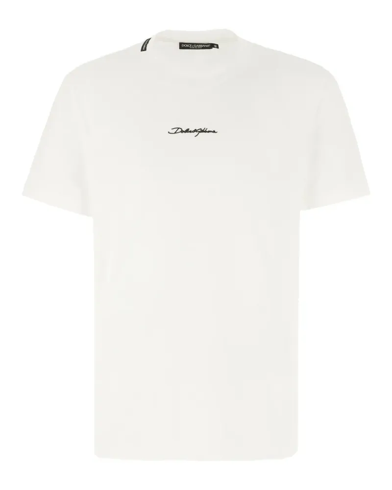 Dolce & Gabbana T-Shirt mit Logo-Stickerei - Weiß Weiß