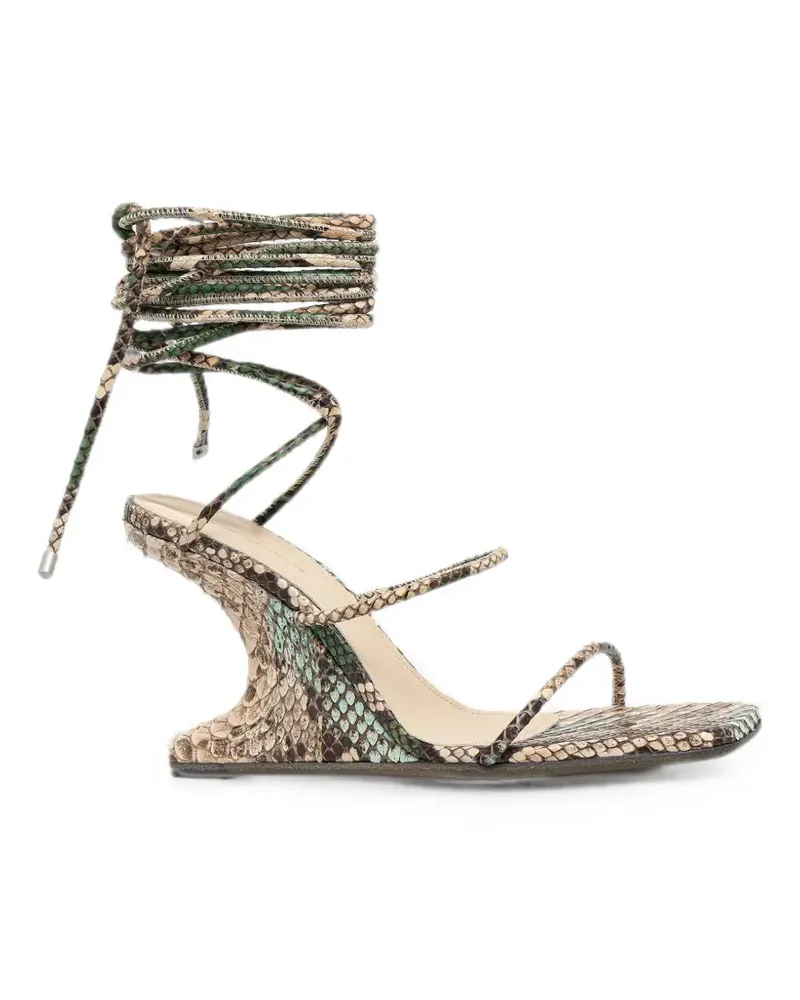 Rick Owens Lilies Cantilever snakeskin-effect tie-fastening sandals - Nude Nude