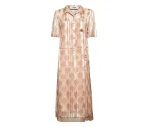 Hemdkleid mit Blumenstrauß-Motiv - Nude