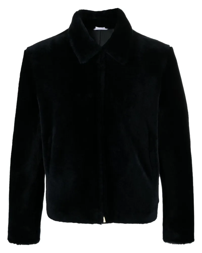 Thom Browne Lederjacke mit Faux Fur - Blau Blau