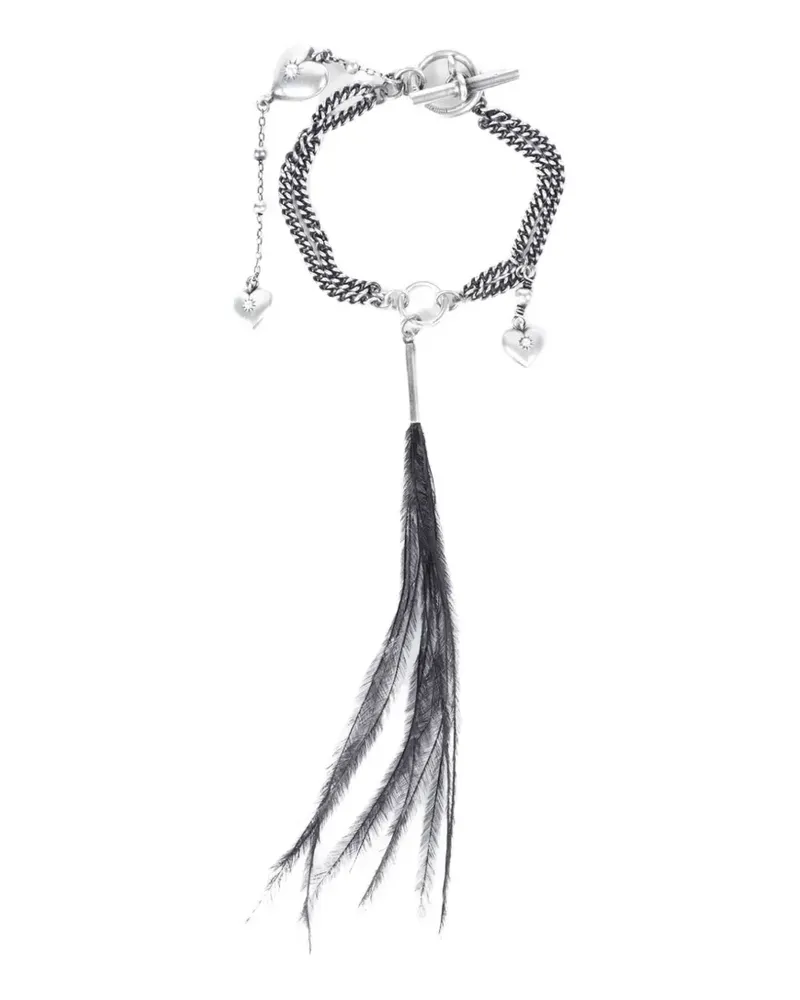 Ann Demeulemeester Revi feather heart bracelet - Silber Silber