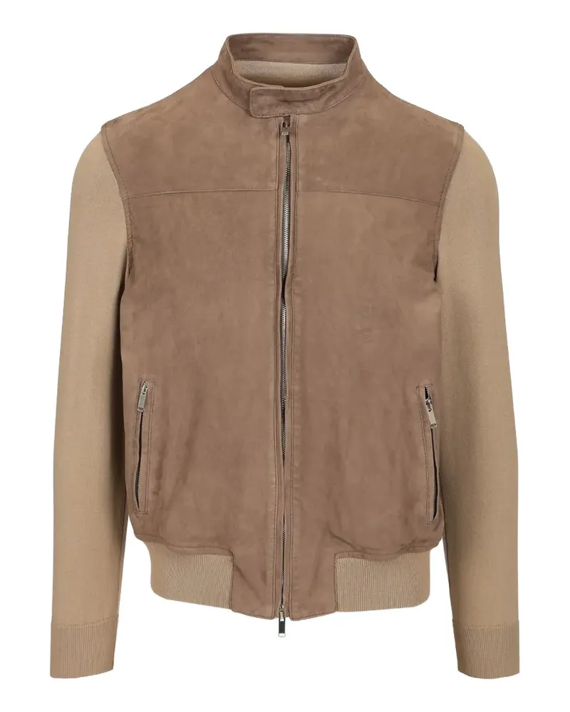 Al Duca D’Aosta 1902 suede knit-sleeve jacket - Nude Nude