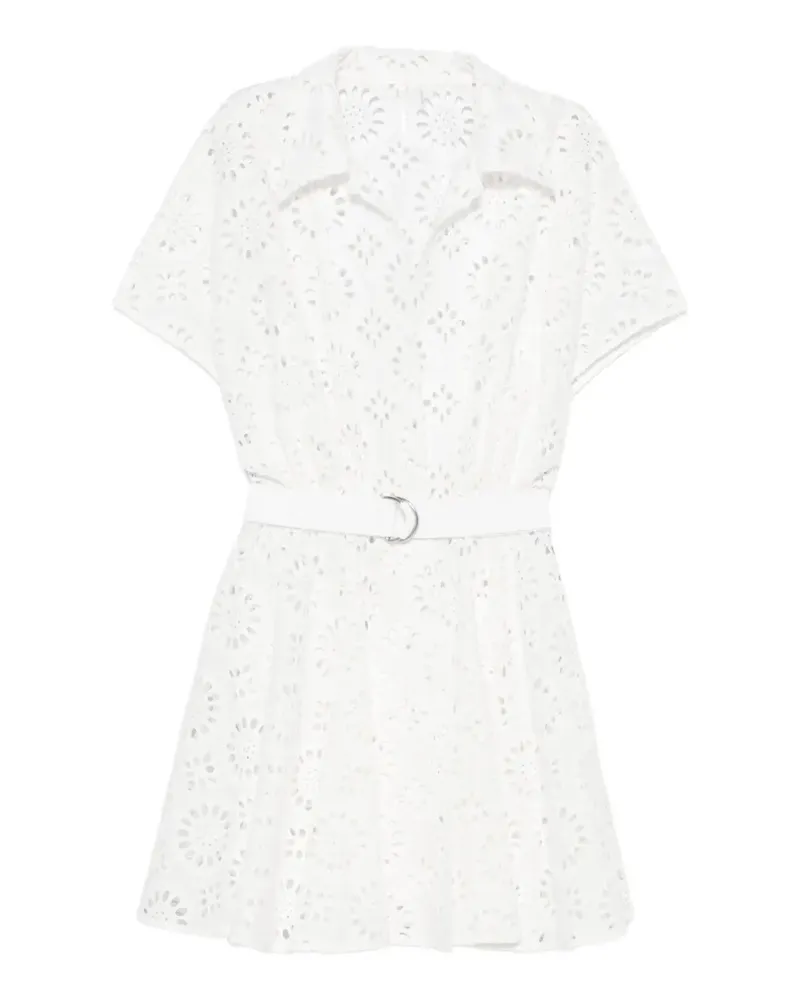 Norma Kamali broderie-anglaise belted dress - Weiß Weiß