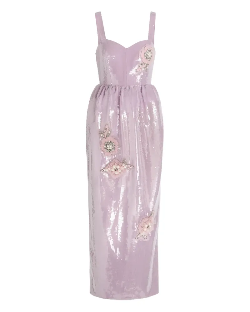 Huishan Zhang sequin floral midi dress - Violett Violett