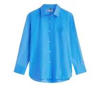 logo-embroidered shirt - Blau