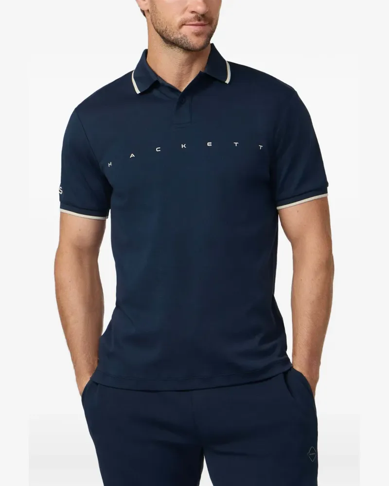 Hackett Poloshirt mit Logo-Print - Blau Blau