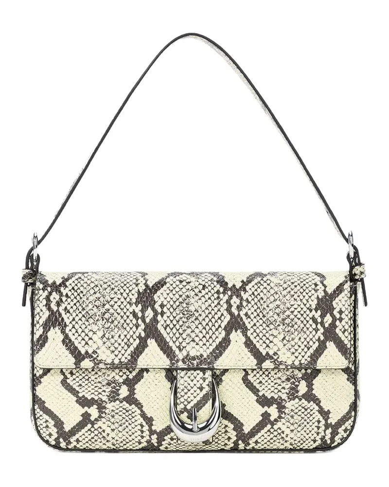 STAUD HARLOW Schultertasche mit Schlangen-Print - Weiß Weiß