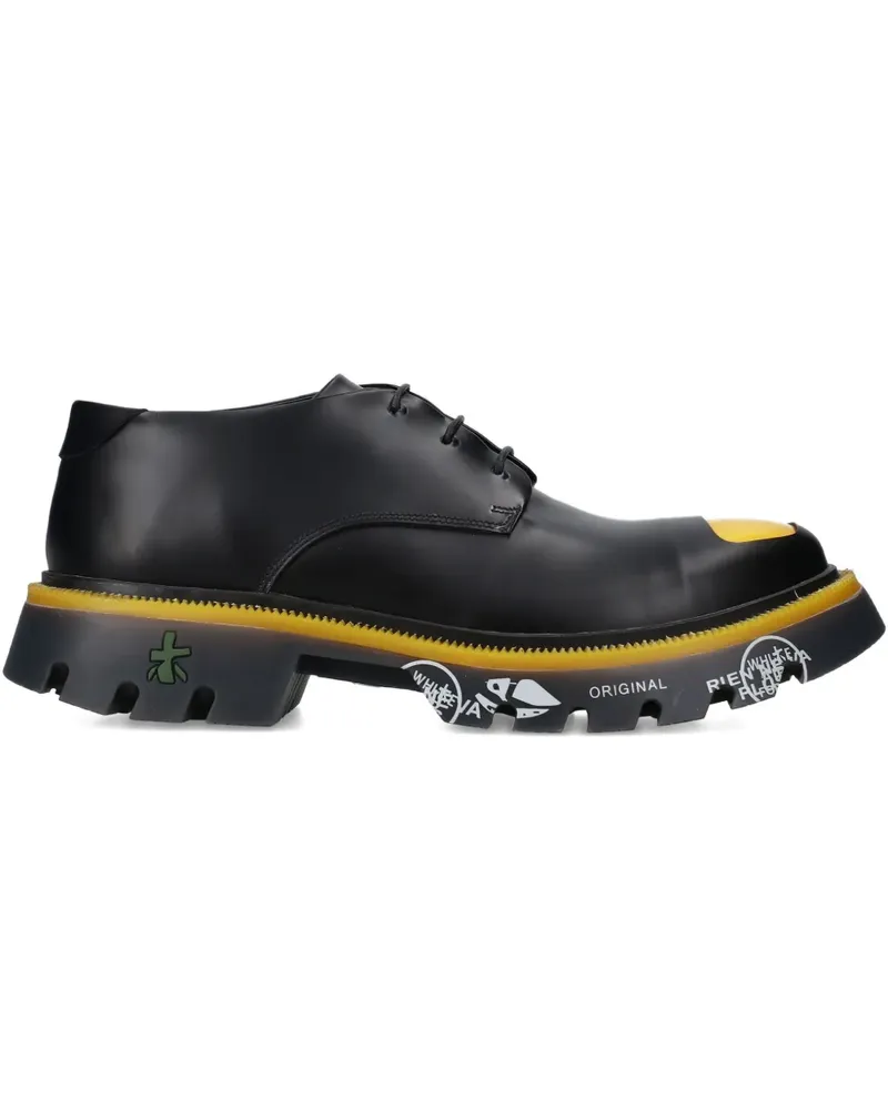 Premiata toe detail lug-sole peckham shoes - Schwarz Schwarz