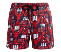 Badeshorts mit Hummer-Print - Rot