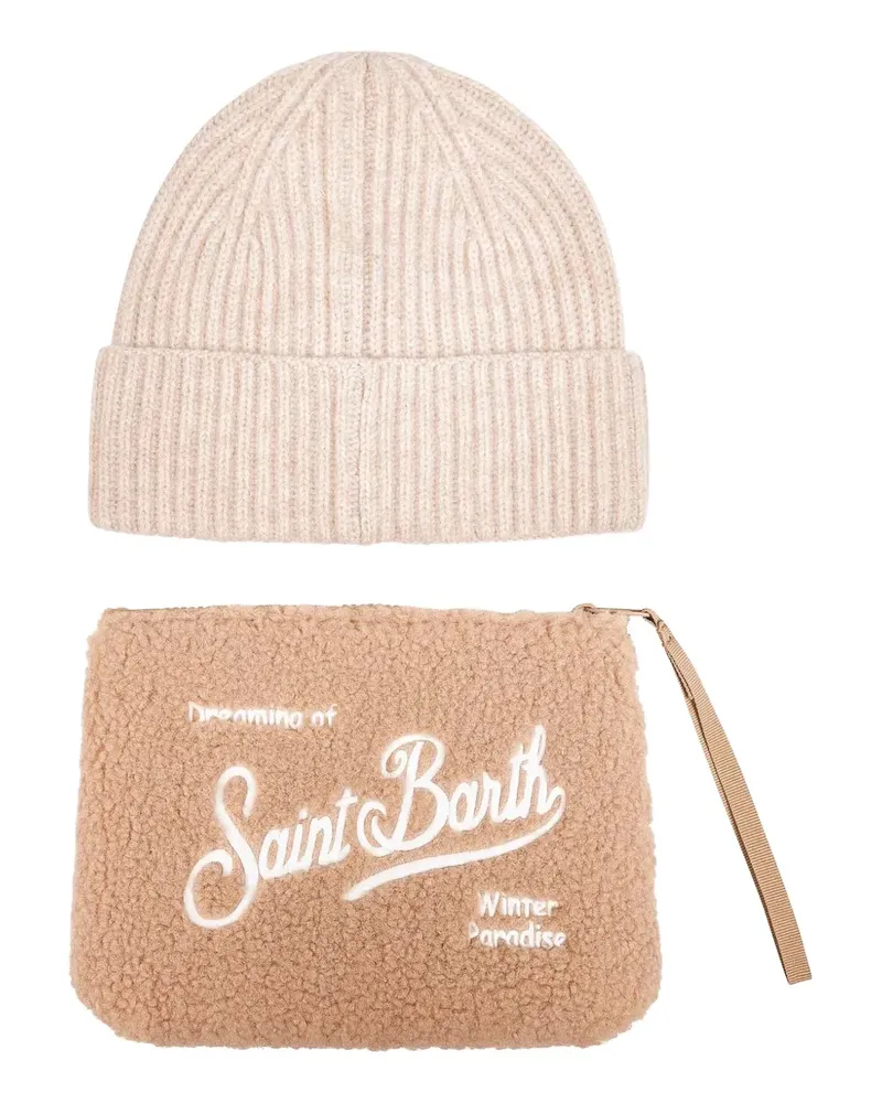 MC2 Saint Barth ribbed embroidery beanie pouch (set of two) - Braun Braun