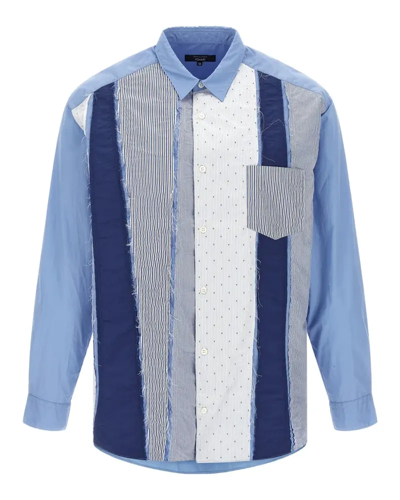 Comme des Garçons Patchwork-Hemd mit ausgefranstem Detail - Blau Blau