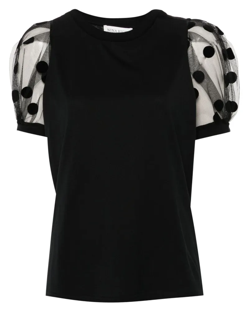 Nina Ricci T-Shirt mit geflocktem Detail - Schwarz Schwarz