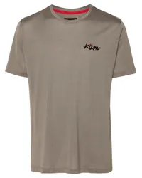 Kiton T-Shirt mit geflocktem Logo Grau