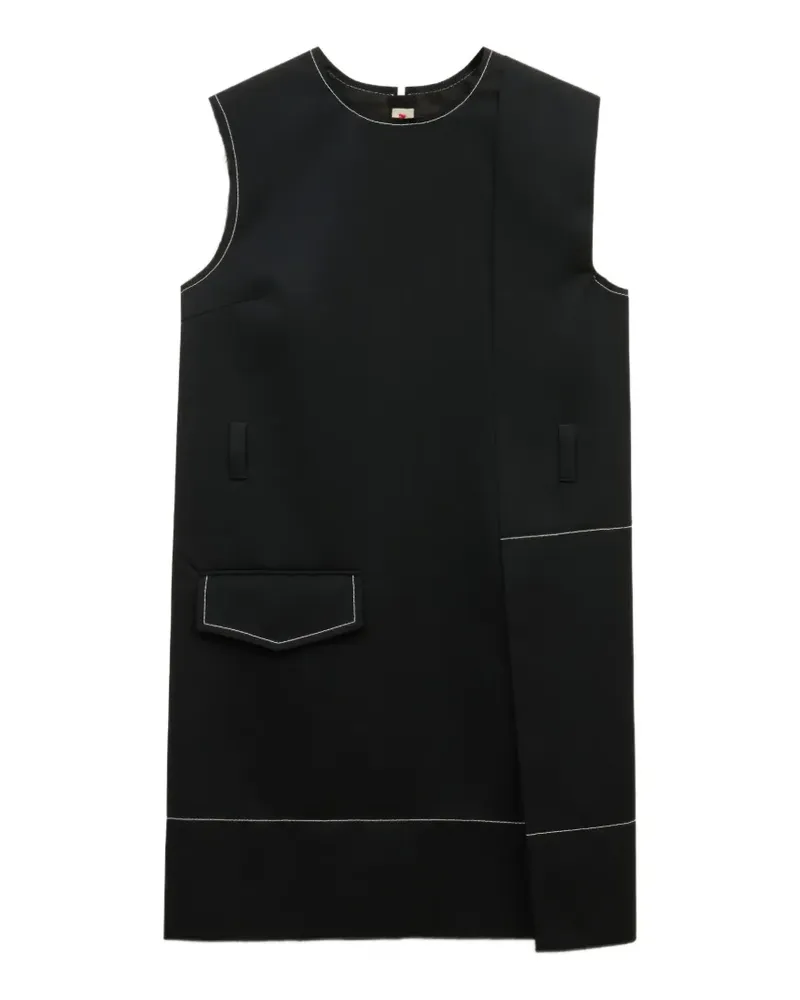 Marni black wool wrap-effect mini dress with pocket - Schwarz Schwarz