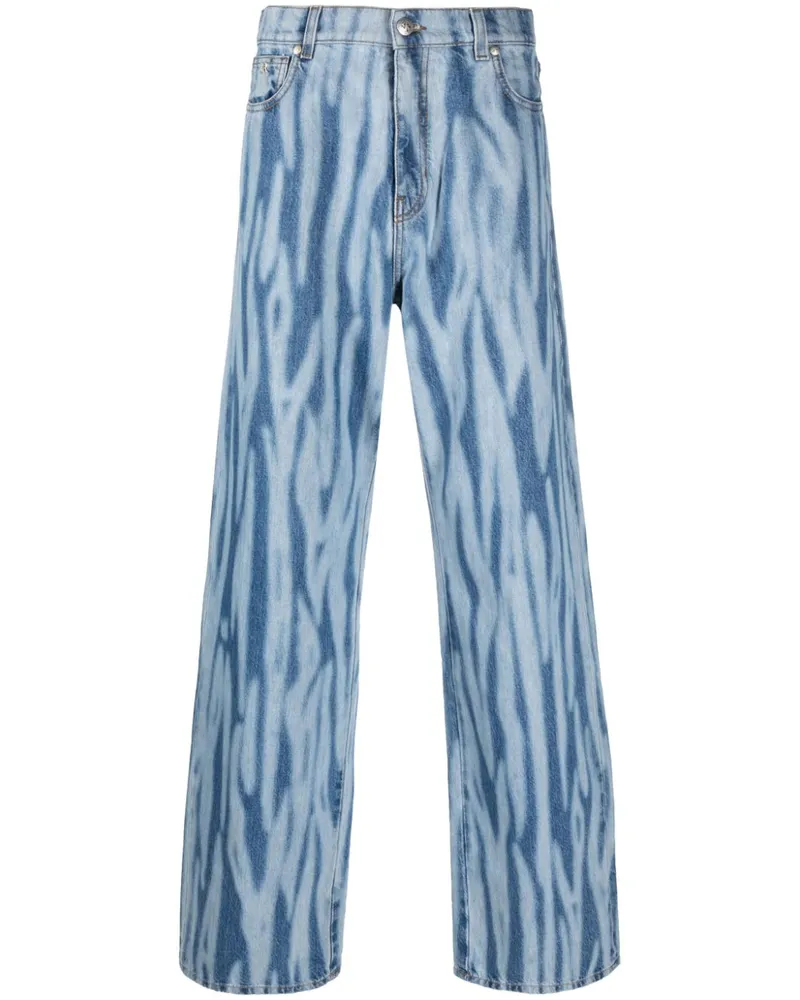 John Richmond Weite Jeans mit abstraktem Print Blau