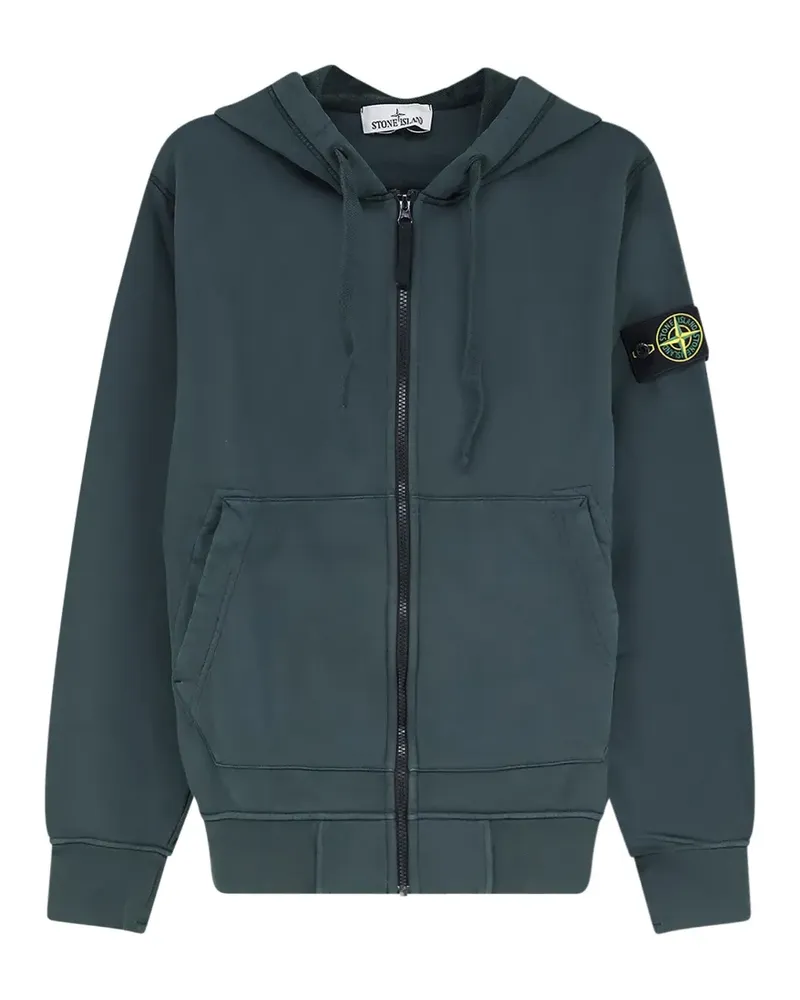 Stone Island logo-patch zip-up hoodie - Grün Grün