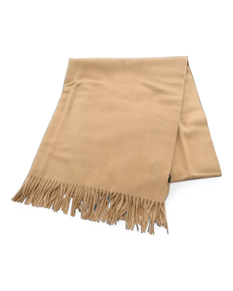 Max Mara 2020s embroidered-logo fringed scarf - Braun Braun