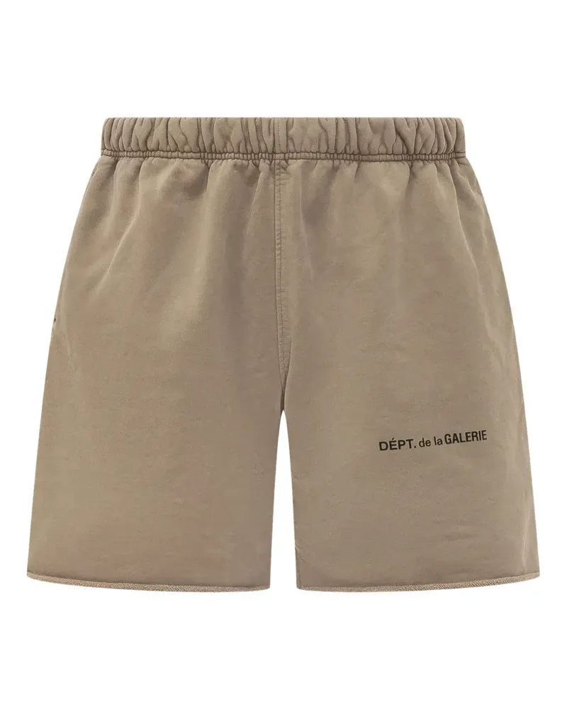 GALLERY DEPT. logo-print raw-edge shorts - Nude Nude