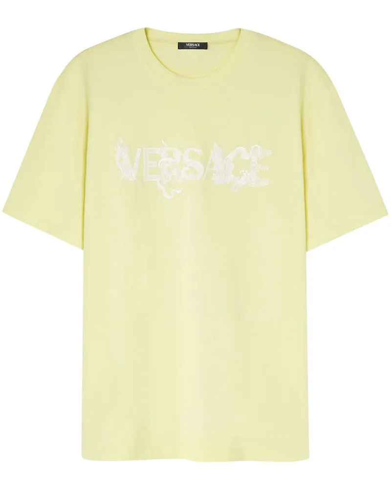 Versace T-Shirt mit Logo-Stickerei - Gelb Gelb