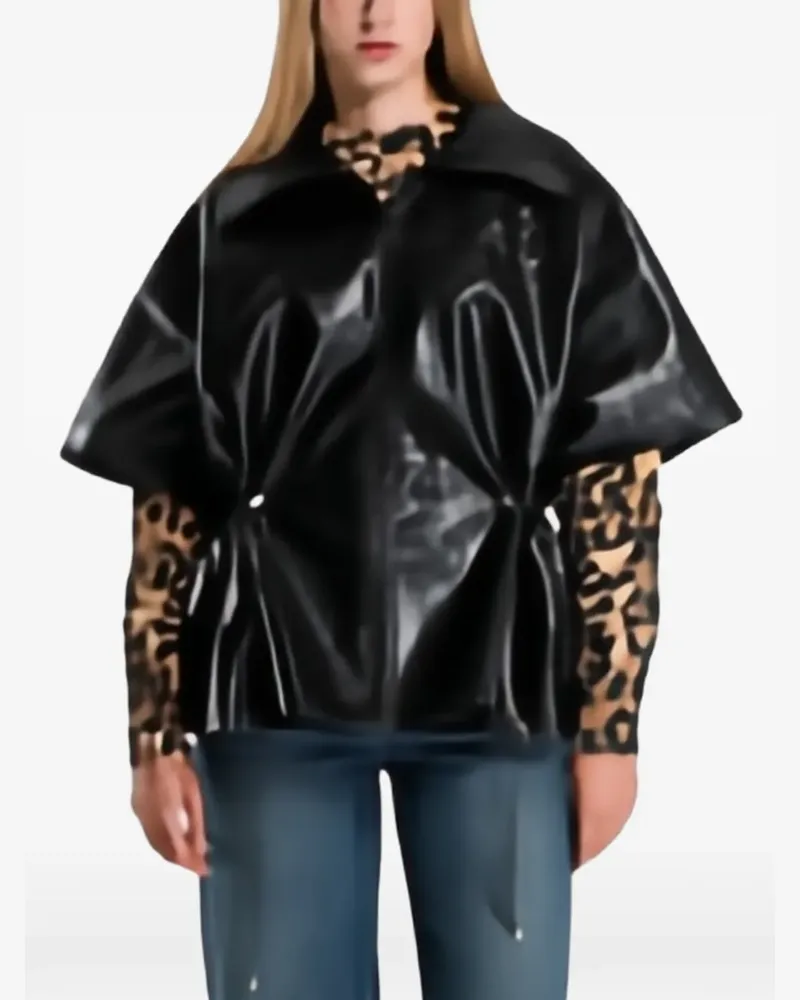 Desigual leather-effect drawstring jacket - Schwarz Schwarz