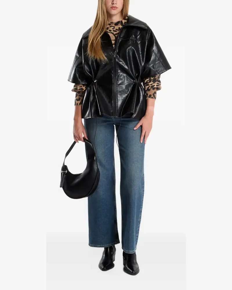 Desigual leather-effect drawstring jacket - Schwarz Schwarz