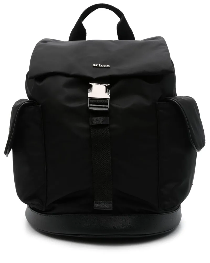 Kiton Rucksack mit Logo - Schwarz Schwarz
