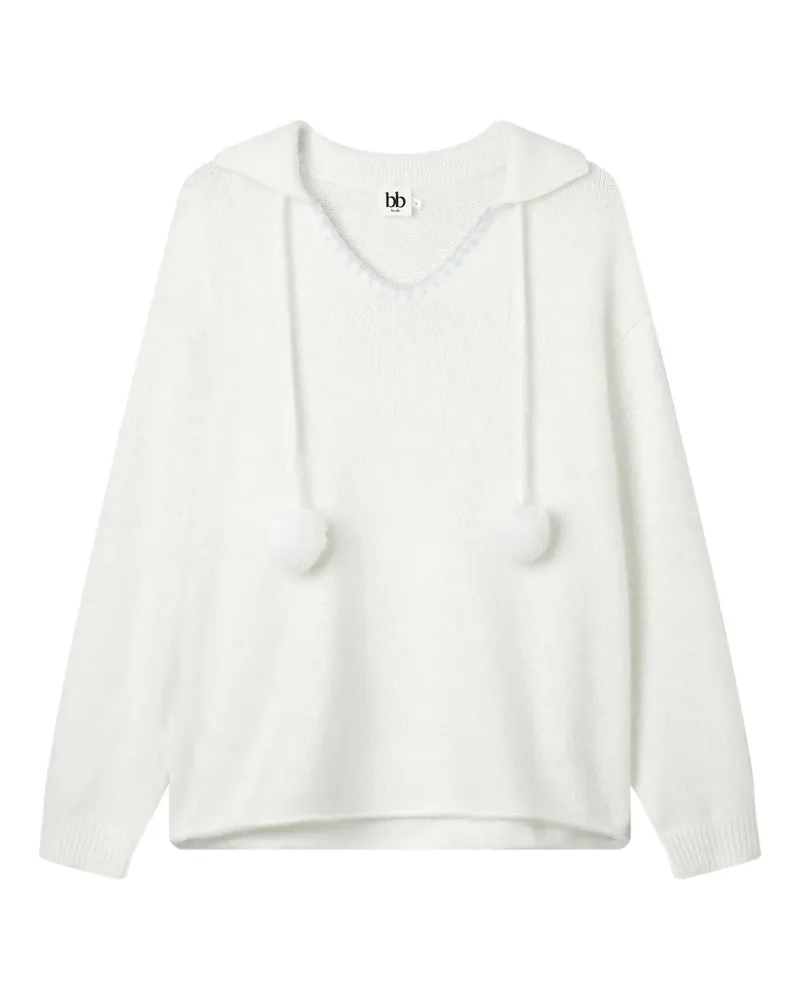 b+ab Pullover mit Pompons - Weiß Weiß
