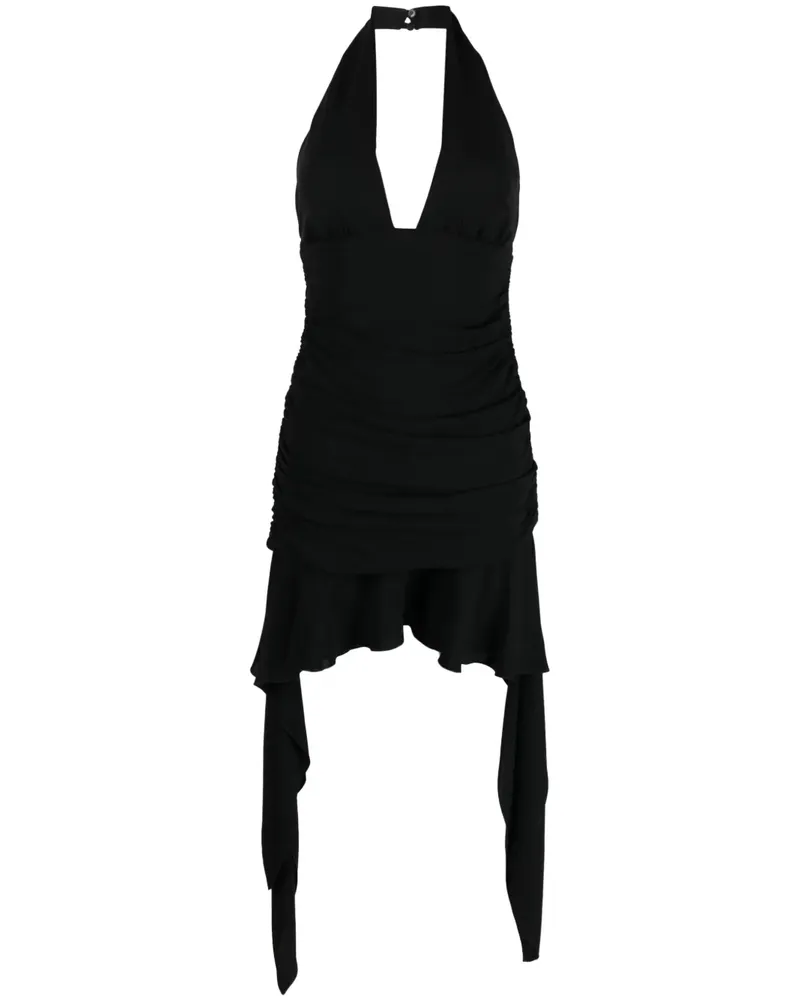 Blumarine Neckholder-Kleid mit Rüschendetail - Schwarz Schwarz