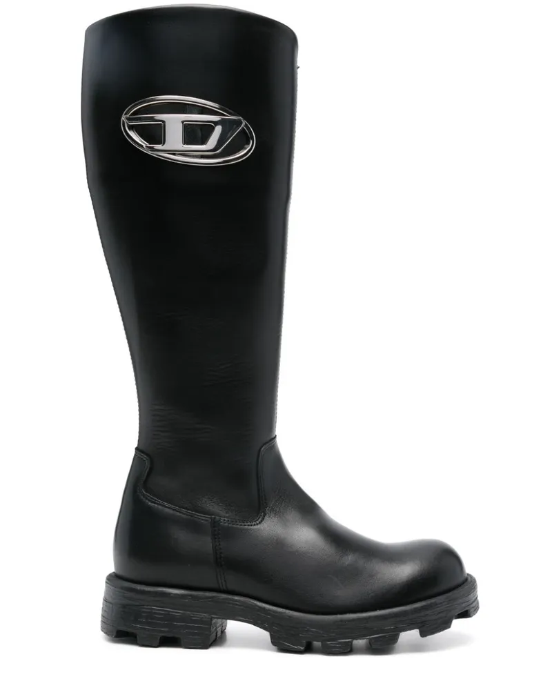 Diesel Stiefel mit Oval D-Logo - Schwarz Schwarz
