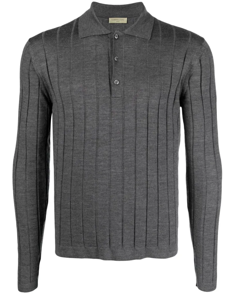 Corneliani Geripptes Poloshirt - Grau Grau
