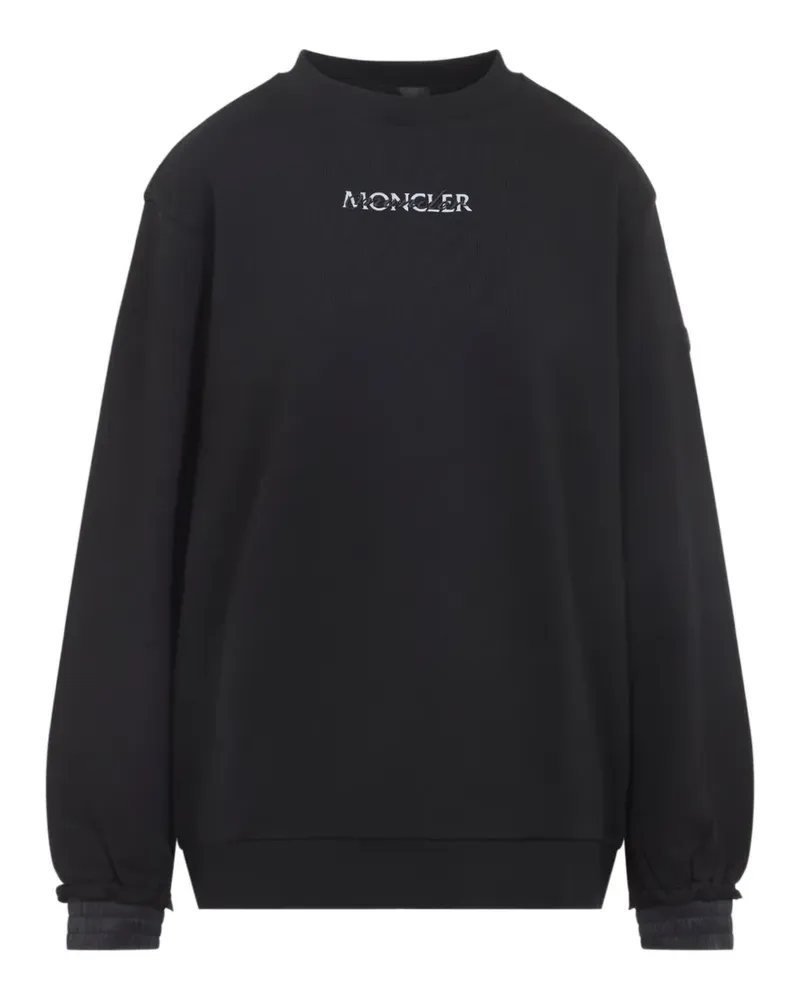 Moncler logo-embroidered ruffled-cuff sweater - Schwarz Schwarz