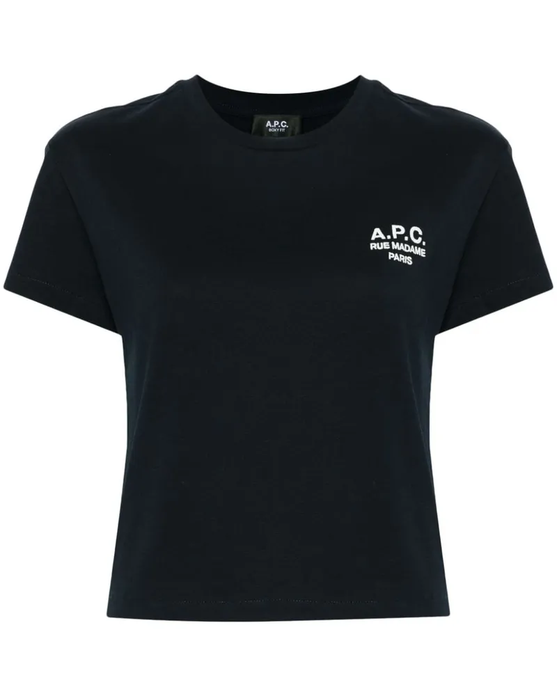 A.P.C. T-Shirt mit Logo-Stickerei - Blau Blau
