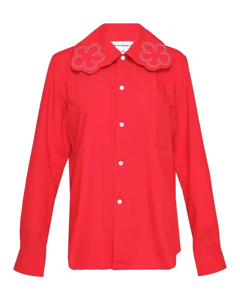 Comme des Garçons flower-embroidered scalloped-collar shirt - Rot Rot