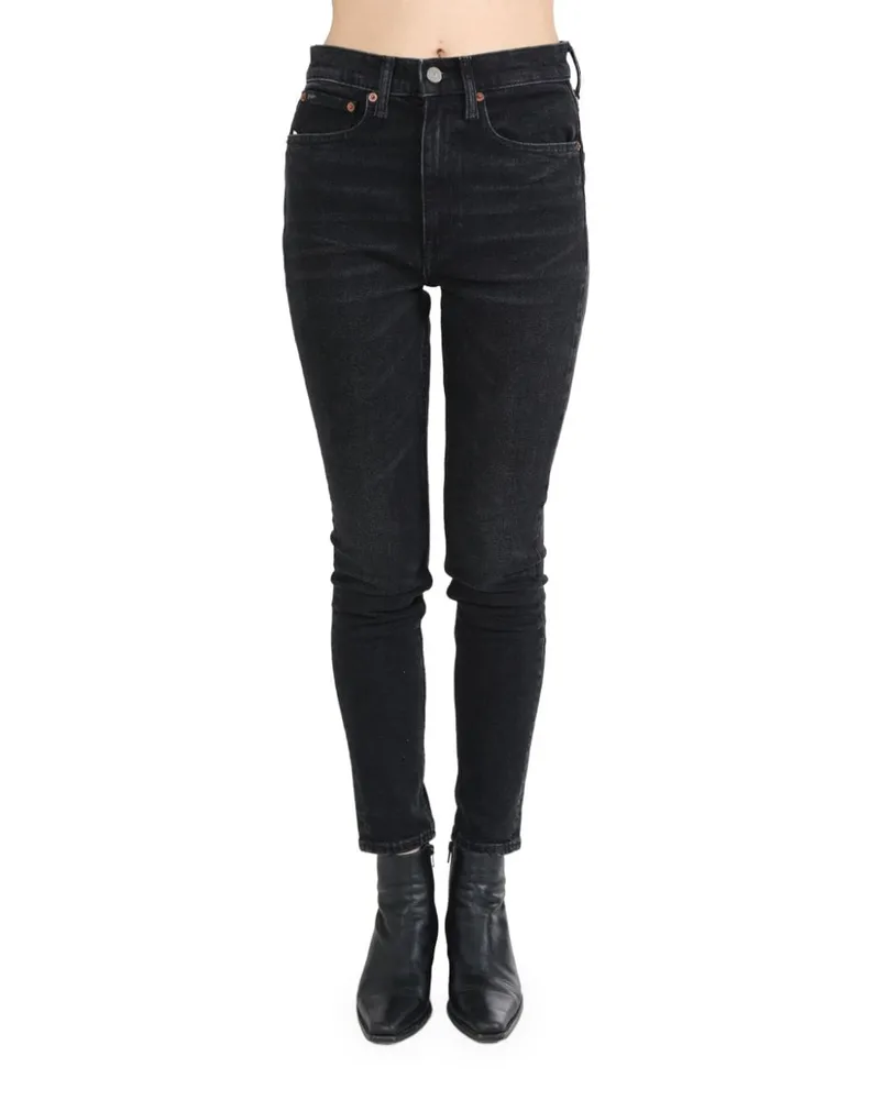 Ralph Lauren logo-patch skinny jeans Schwarz