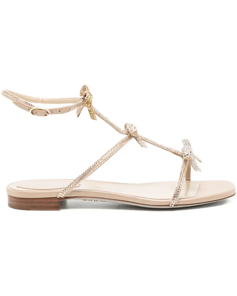 René Caovilla Sandalen mit Kristallen - Nude Nude