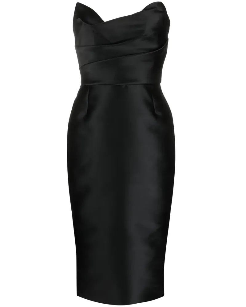 Marchesa Schulterfreies Satinkleid - Schwarz Schwarz