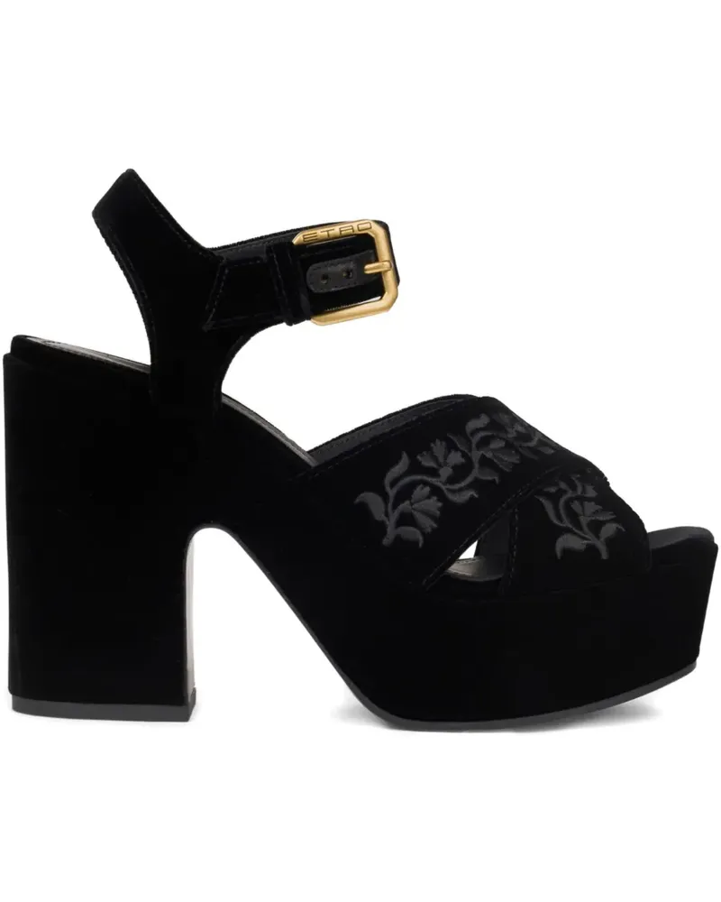 Etro Sandalen aus Samt 100mm - Schwarz Schwarz