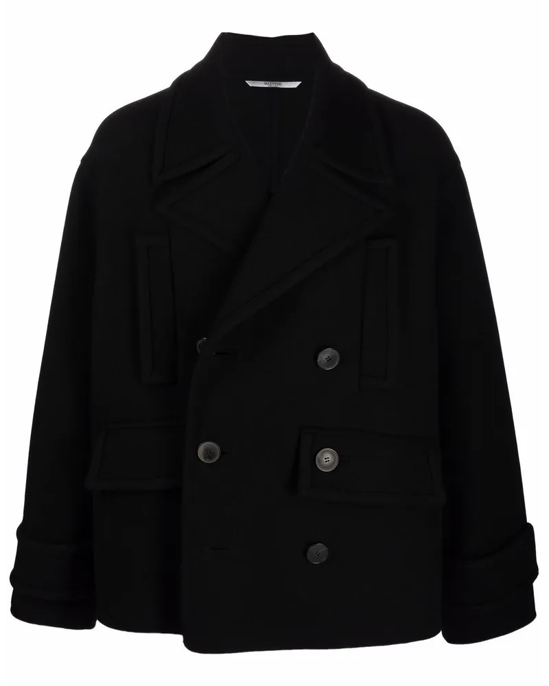 Valentino Garavani Doppelreihiger Mantel - Schwarz Schwarz