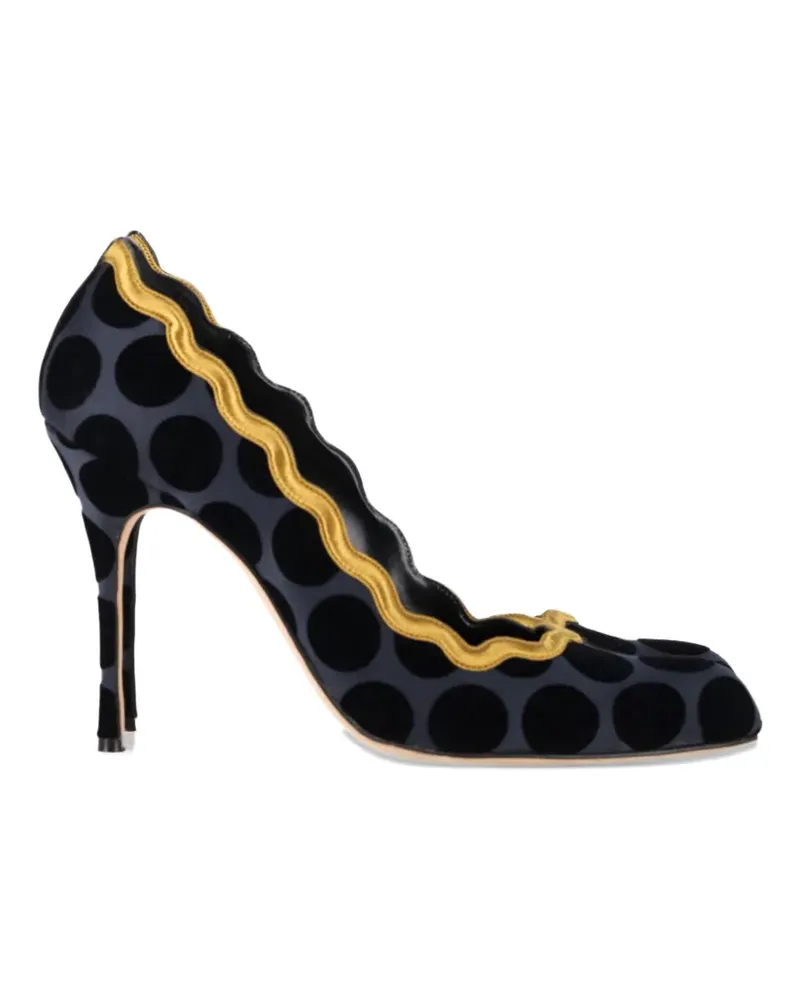 Manolo Blahnik polka-dot scalloped heeled pumps - Blau Blau