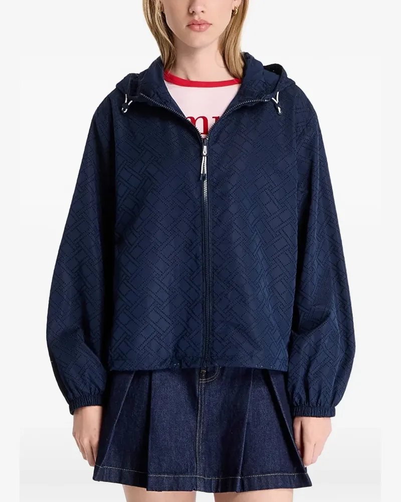 Tommy Hilfiger monogram-perforated hooded jacket - Blau Blau