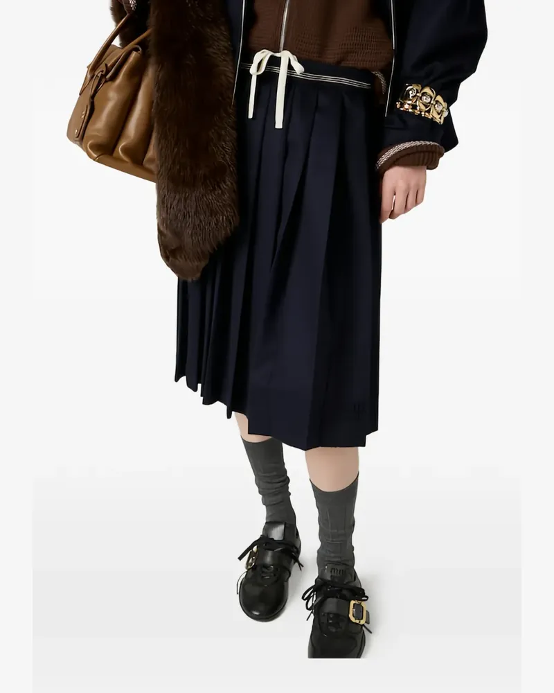 Miu Miu Bestickter Faltenrock - Blau Blau